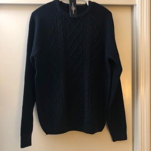 NWT Karen Brooks XL Navy Cable Knit Sweater